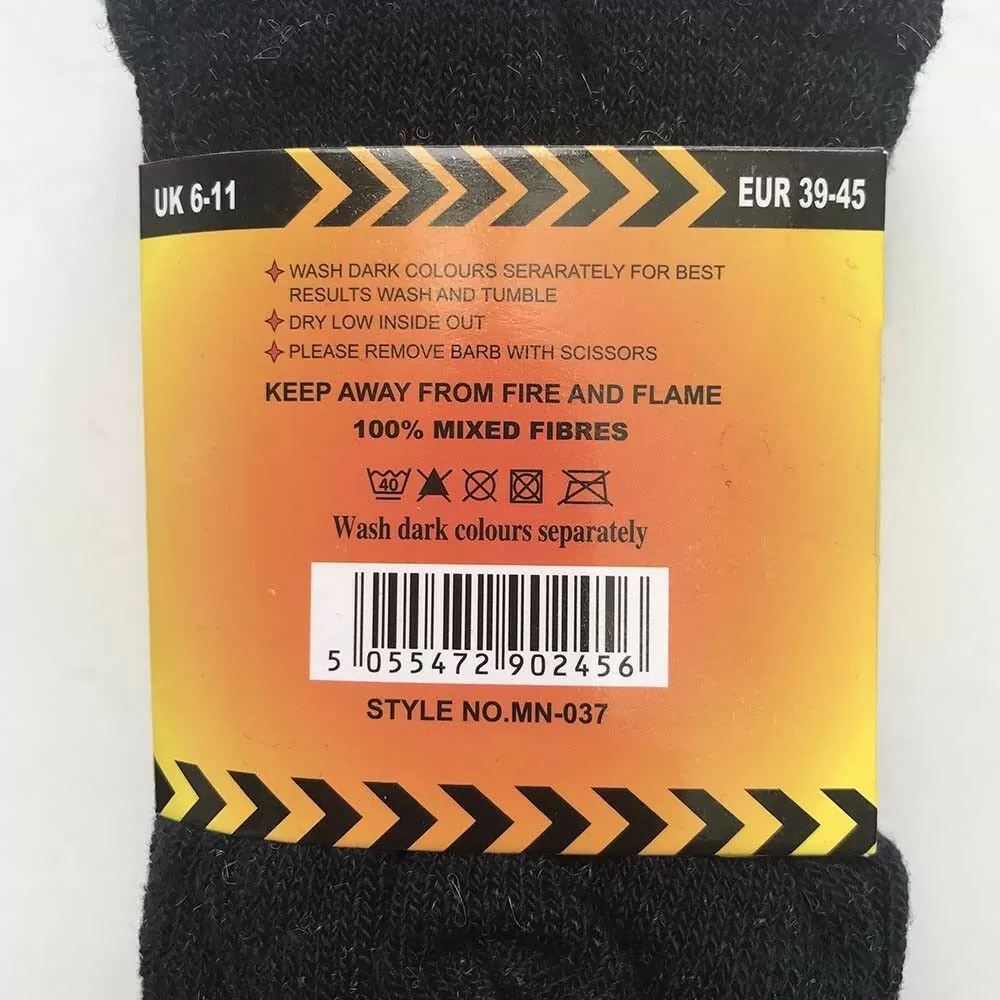 300 Pairs X Bulk Pack  Mens Heavy Duty Thermal Cotton Work Crew Socks-For Resell