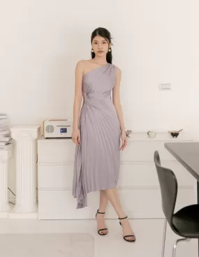 Aleyna Pleated Toga Dress in Lilac Grey