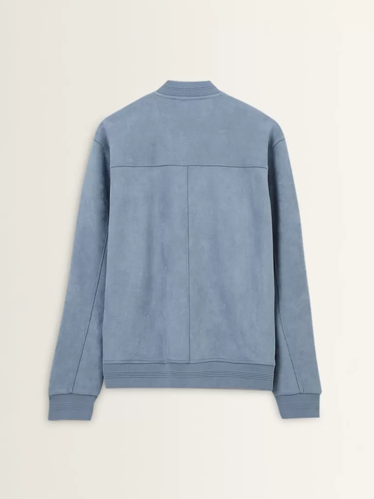 Ascot Dusty Blue Relaxed-Fit Suede Jacket