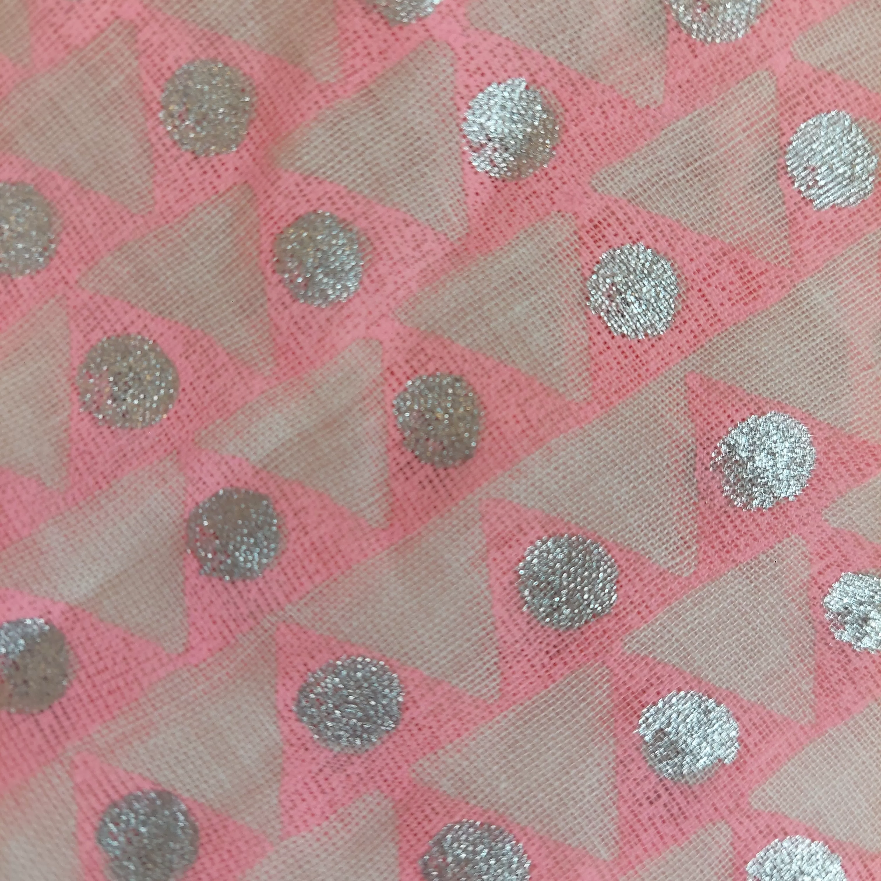 Blocked Pink and Silver Polka Dot Collared Kurta | Pre Loved |