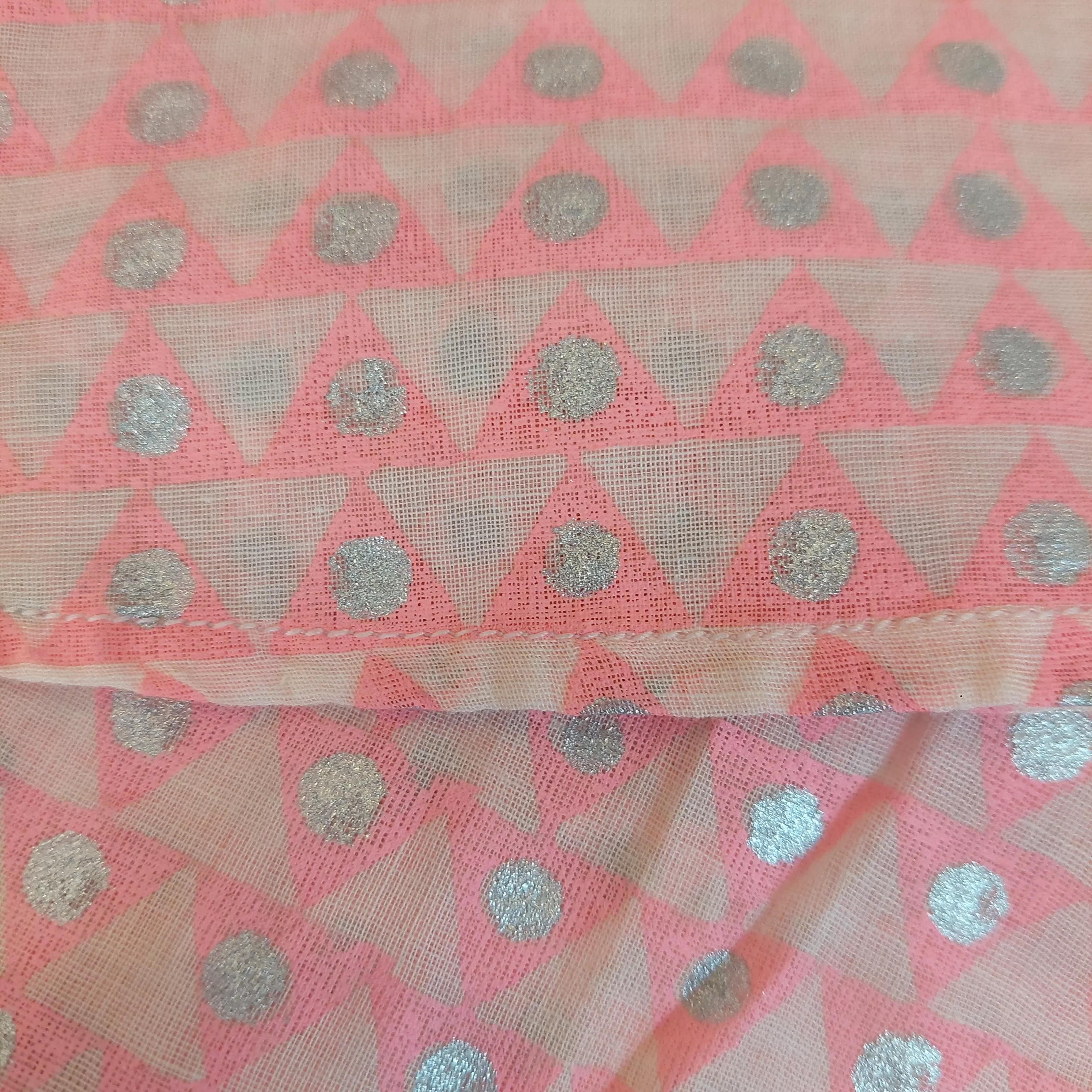 Blocked Pink and Silver Polka Dot Collared Kurta | Pre Loved |