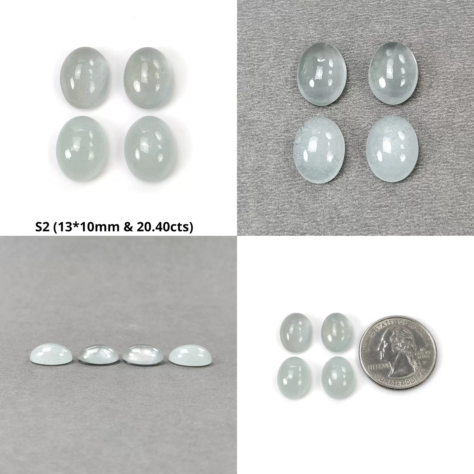 BLUE AQUAMARINE Gemstone Cabochon : Natural Untreated Aquamarine Oval Cushion Shape Cabochon 4pcs & 6pcs Set