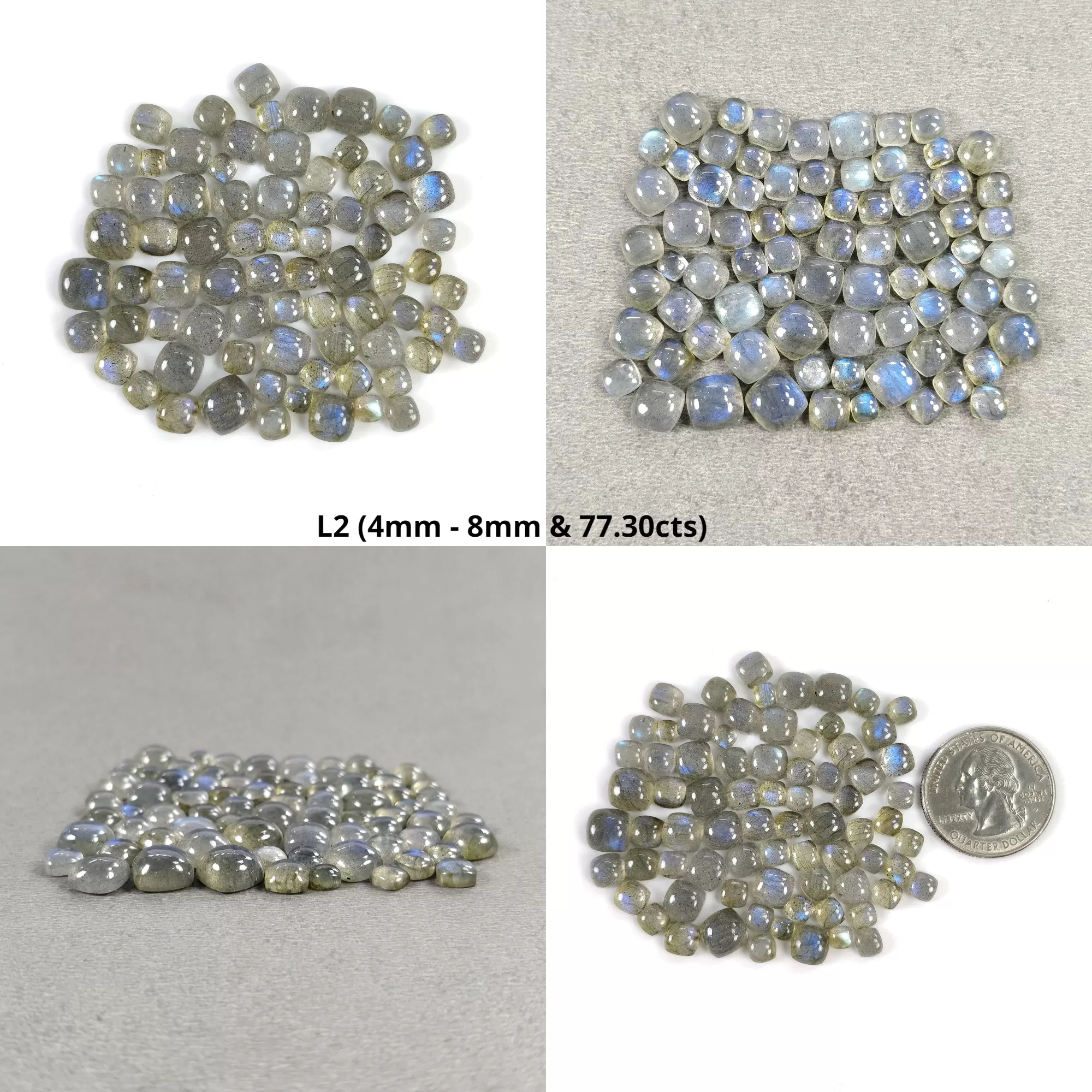 BLUE LABRADORITE Gemstone Cabochon : Natural Untreated Unheated Labradorite Cushion Shapes 46pcs 75pcs 123pcs Lots