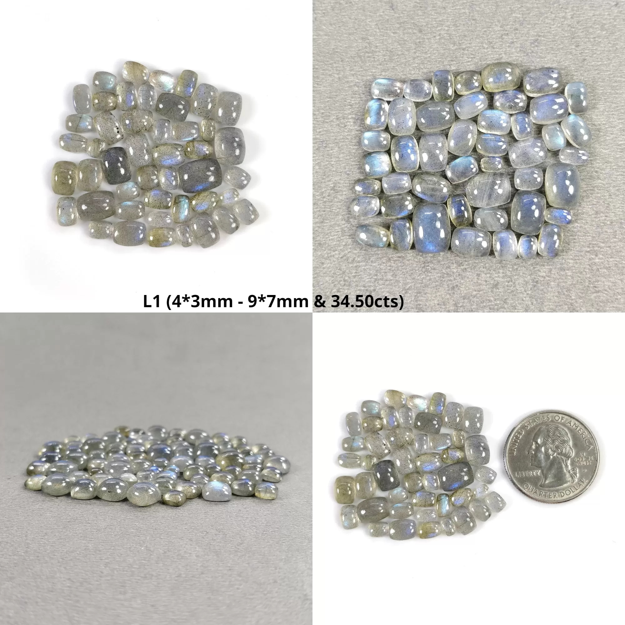 BLUE LABRADORITE Gemstone Cabochon : Natural Untreated Unheated Labradorite Cushion Shapes 46pcs 75pcs 123pcs Lots