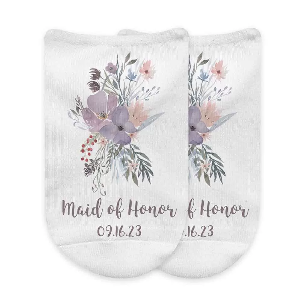 Bridal Party Personalized Socks - Watercolor Floral Design