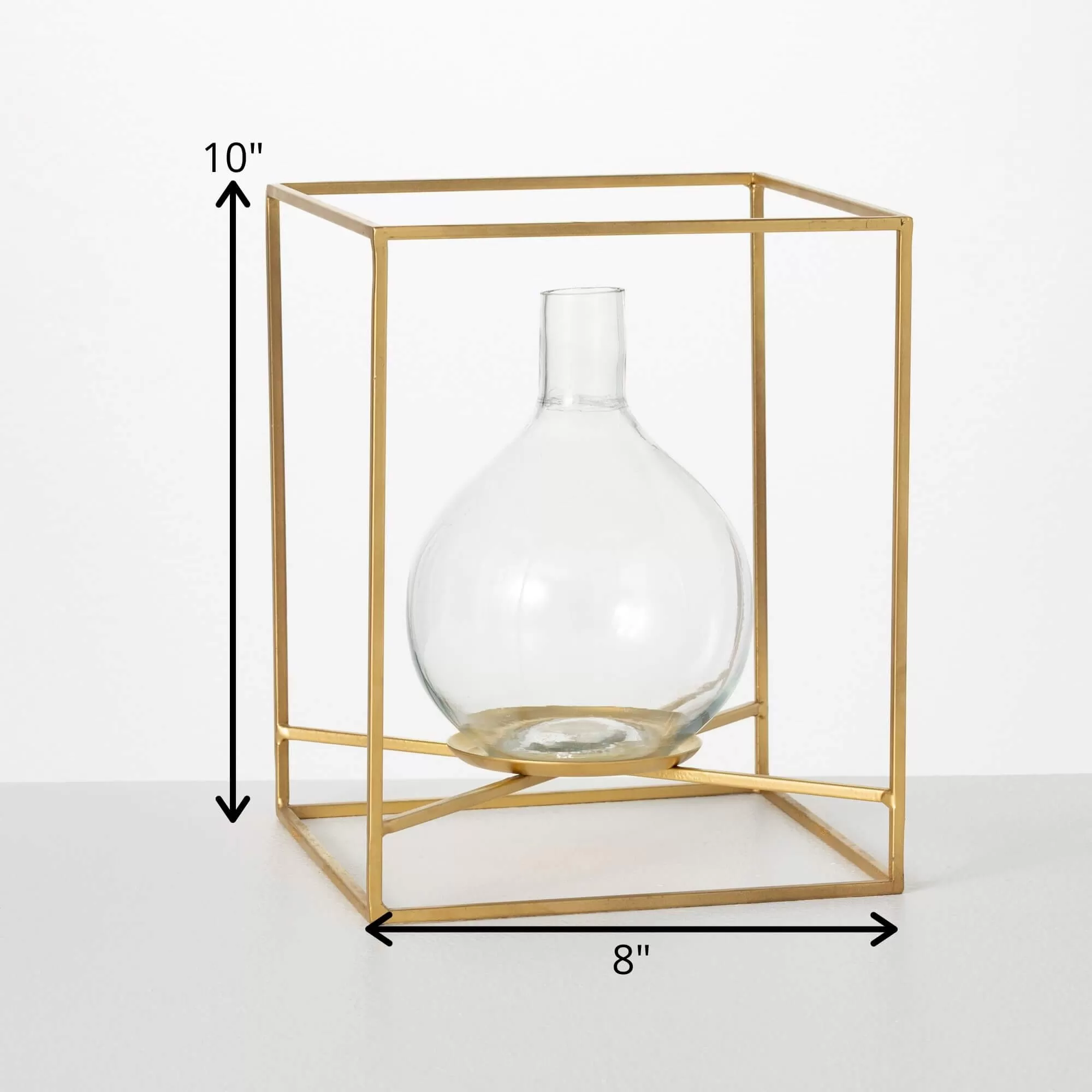 Brushed Gold Framed Glass Vase