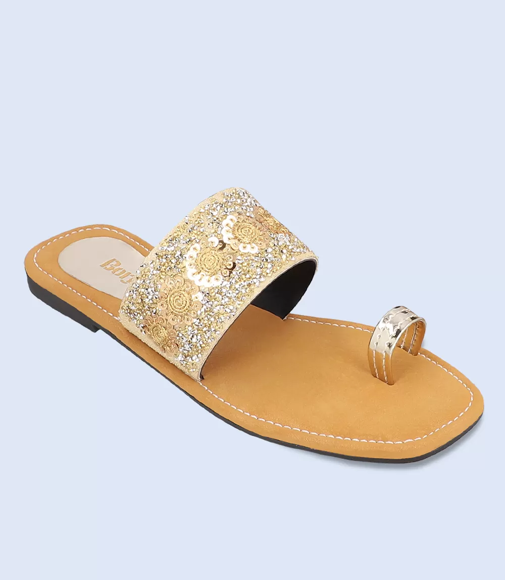 BW7468-GOLD-Women Casual Chappal