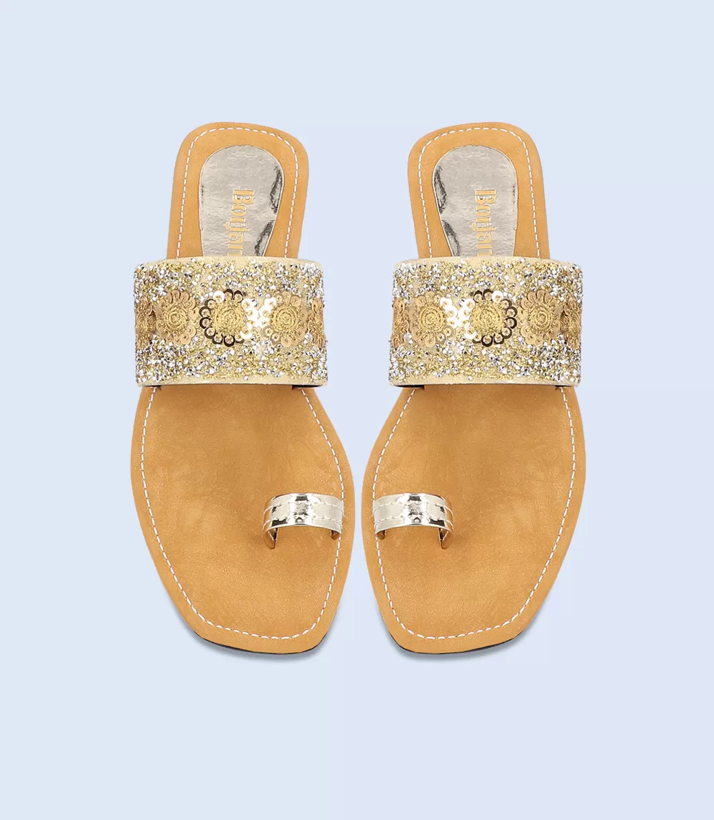 BW7468-GOLD-Women Casual Chappal