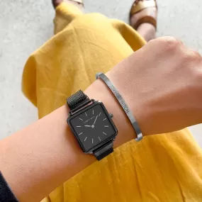 Charcoal Black Magnetic Watch Bracelet Stack