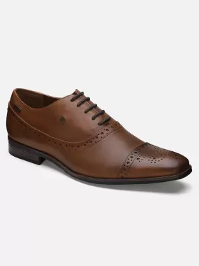 Ezok Men Brown Leather Formal Shoes