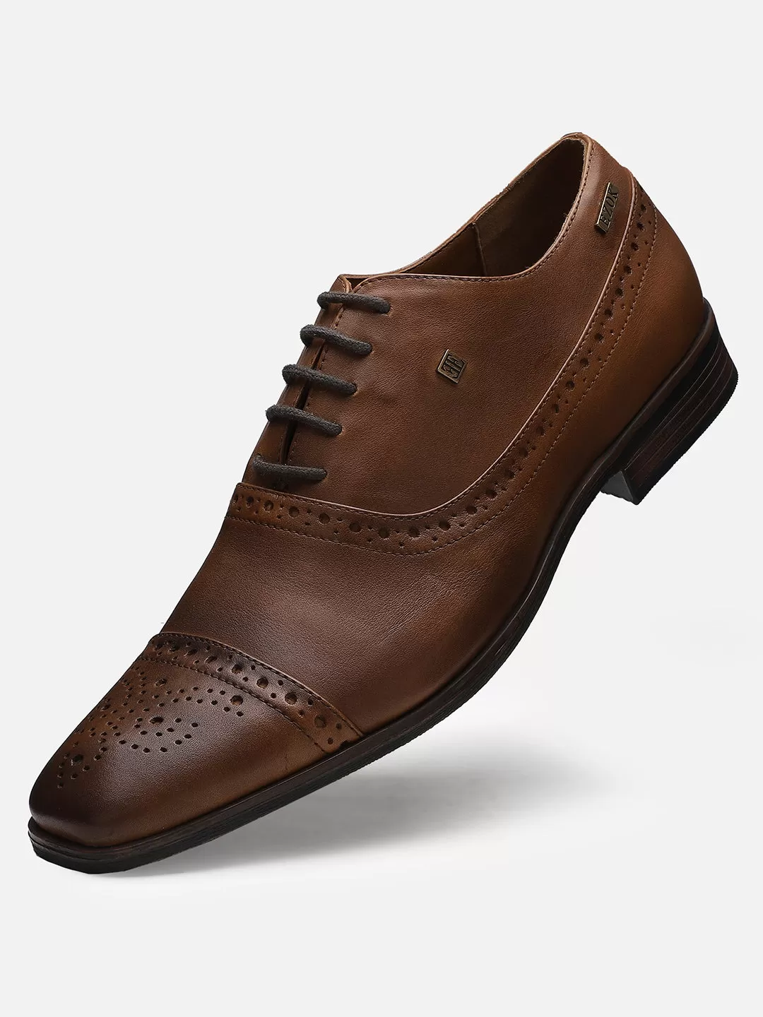 Ezok Men Brown Leather Formal Shoes