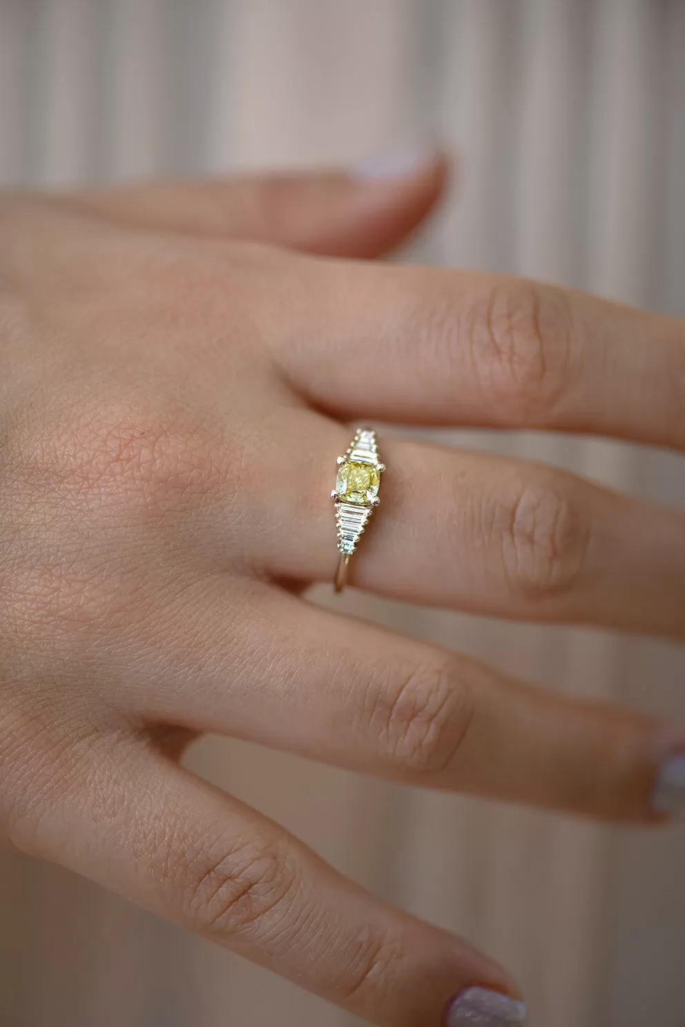 Fancy Yellow Diamond Ring with GIA certified diamond