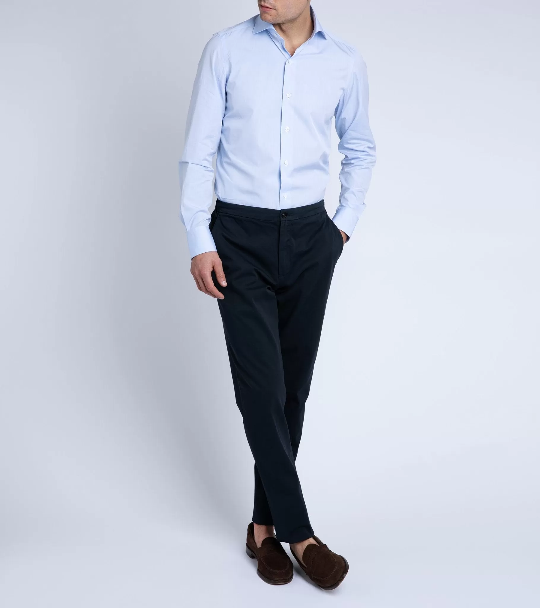 Finamore Milano Eduardo 170 Giza Cotton Formal Shirt: Blue