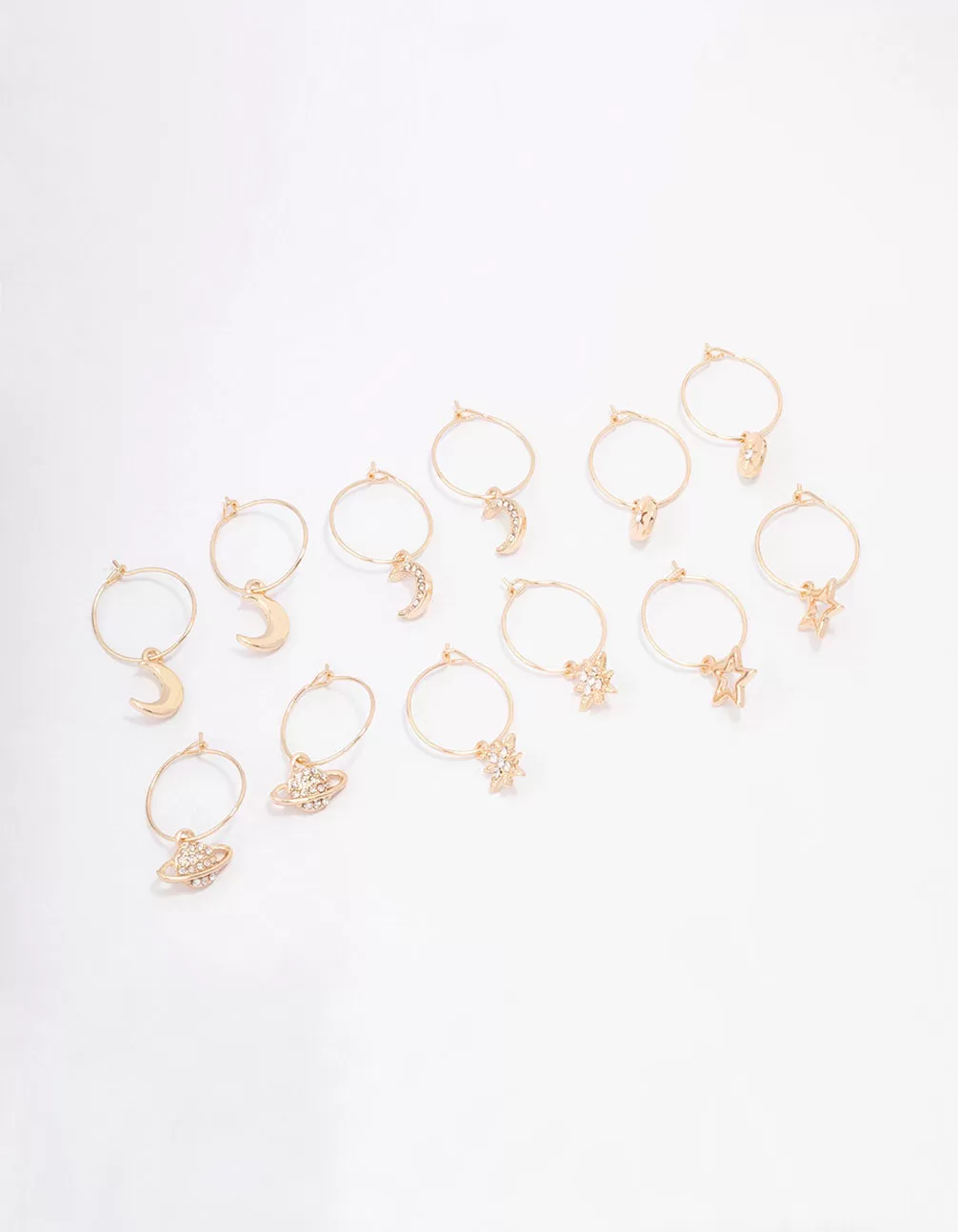 Gold Galaxy Wire Hoop Earring 6-Pack