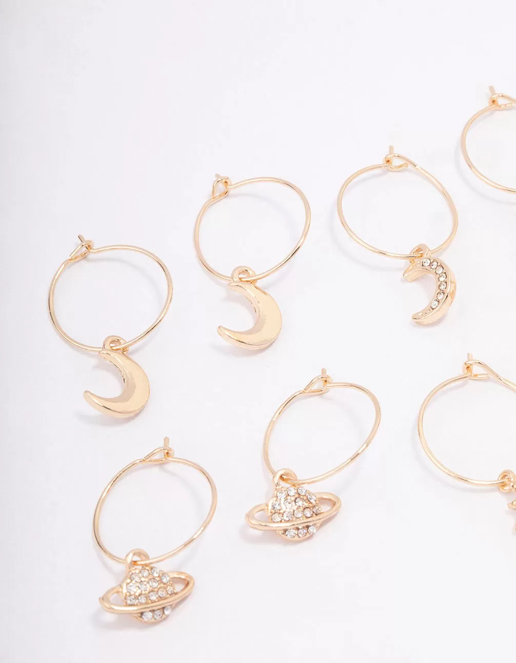 Gold Galaxy Wire Hoop Earring 6-Pack