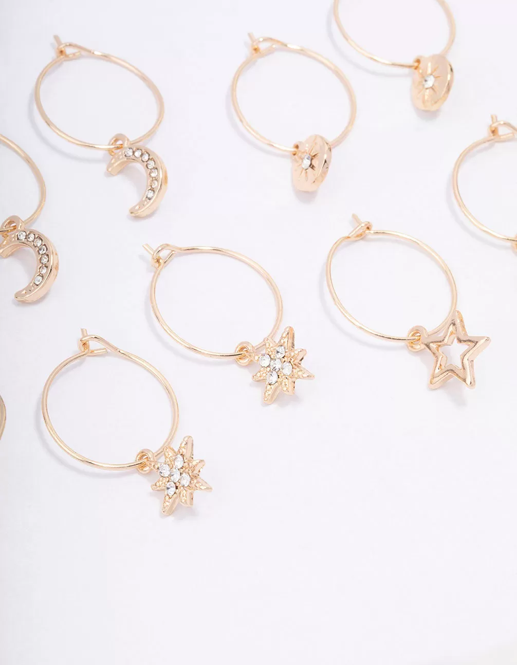 Gold Galaxy Wire Hoop Earring 6-Pack