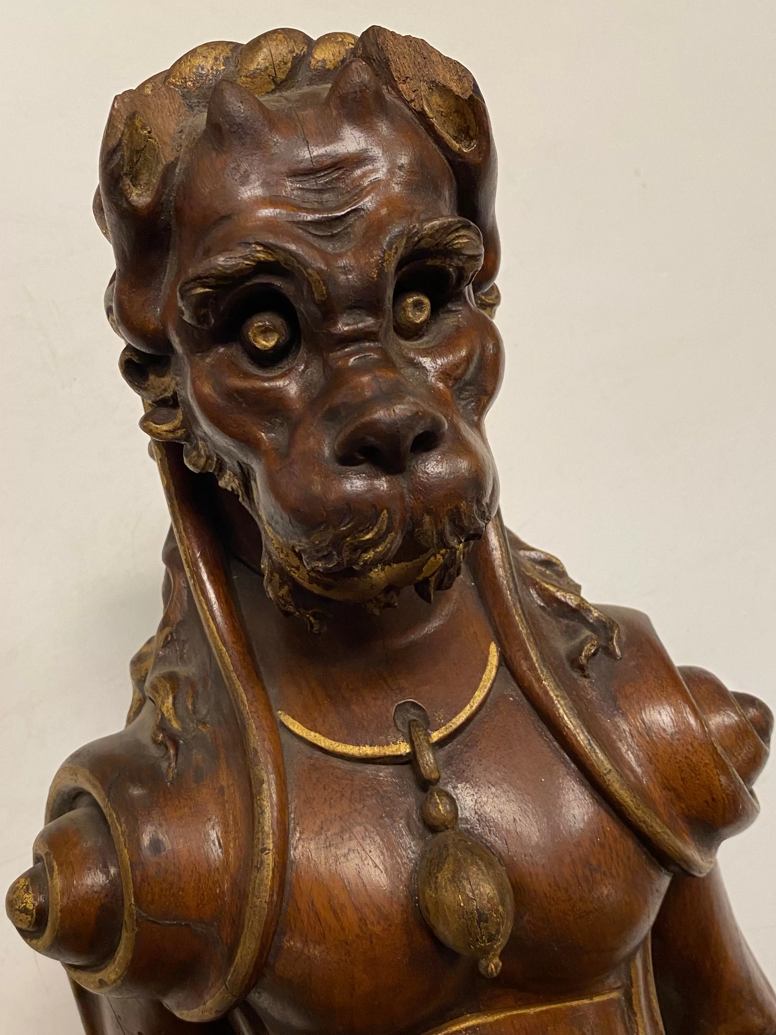 Italian Florentine Carved Wood Dog Wall Sculptures