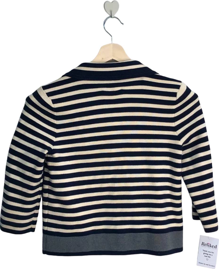 Juicy Couture Navy/White Stripe Double-Breasted Knit Jacket UK 10