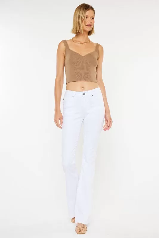 KANCAN MID RISE WHITE FLARE JEANS