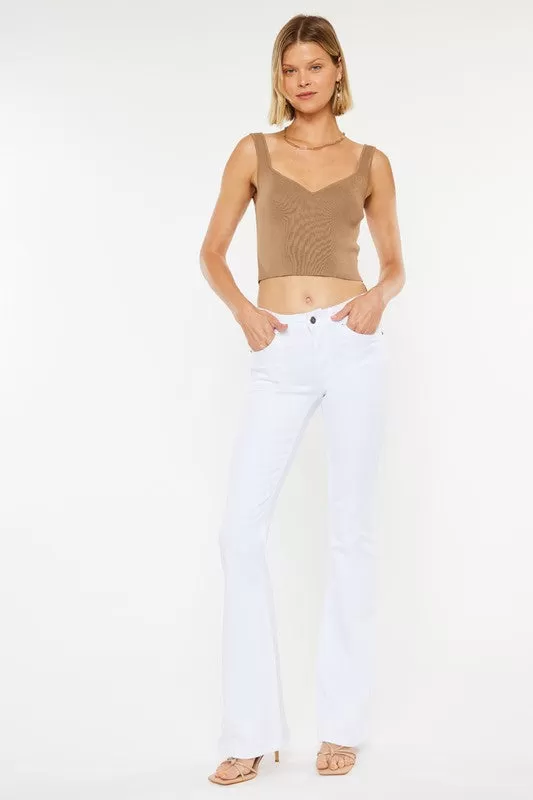 KANCAN MID RISE WHITE FLARE JEANS