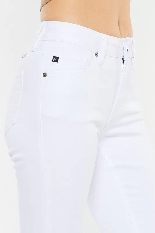 KANCAN MID RISE WHITE FLARE JEANS