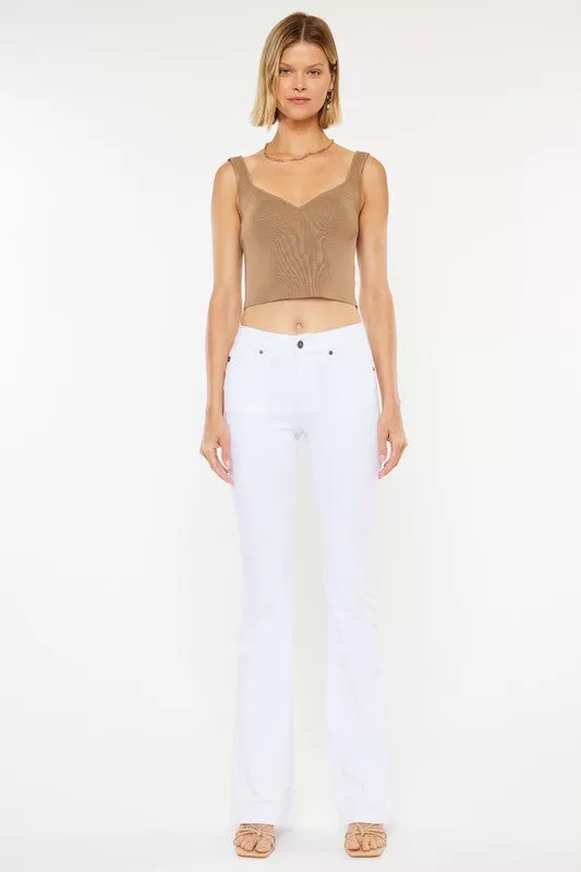 KANCAN MID RISE WHITE FLARE JEANS