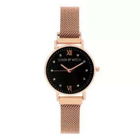 Lexi Mini Rose Gold Black Dial Magnetic Watch