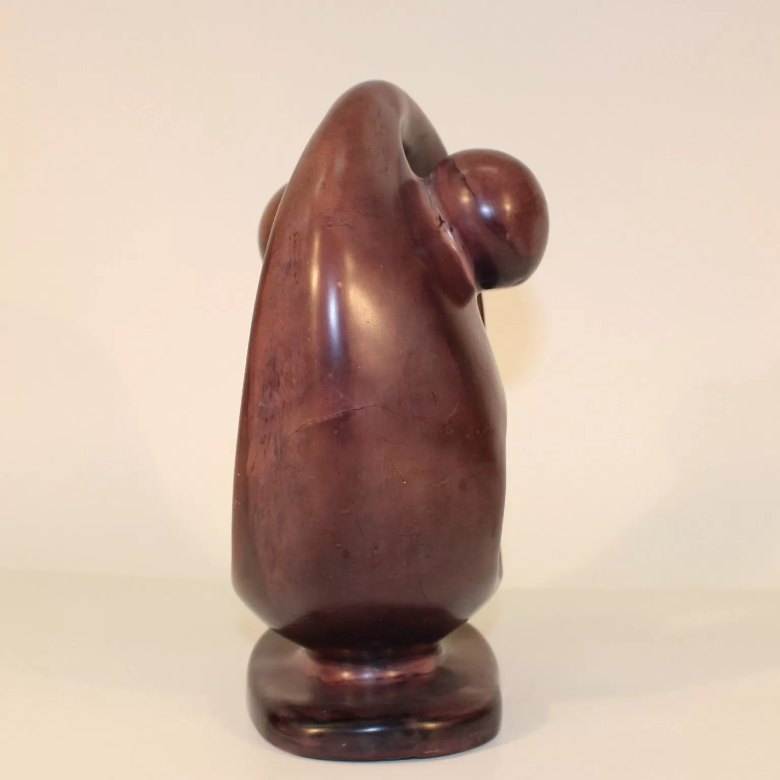 Midcentury Abstract Sculpture in Brown Stone