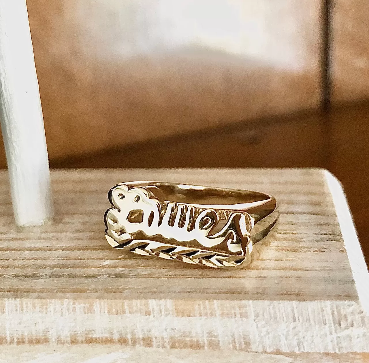 Name Ring with Decorative Tail