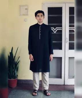 Onyx Majesty Linen Kurta Pyjama Set