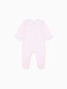 Pink Rosalia Smock Baby Girl Sleepsuit