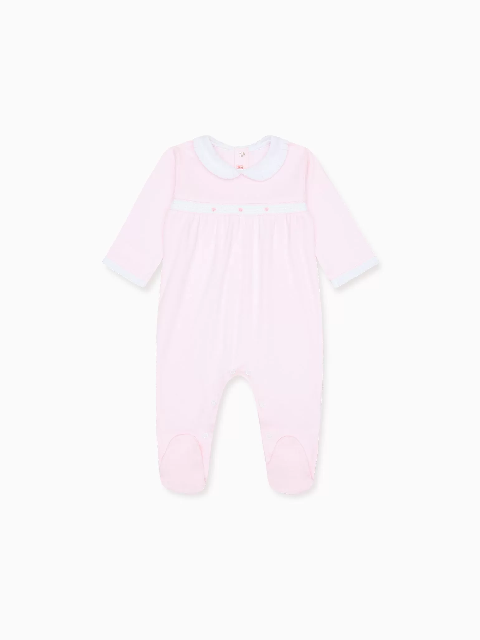 Pink Rosalia Smock Baby Girl Sleepsuit