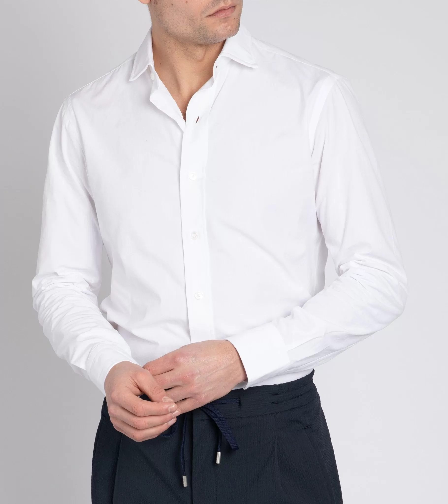 Salvatore Piccolo Light Canvas Shirt: White