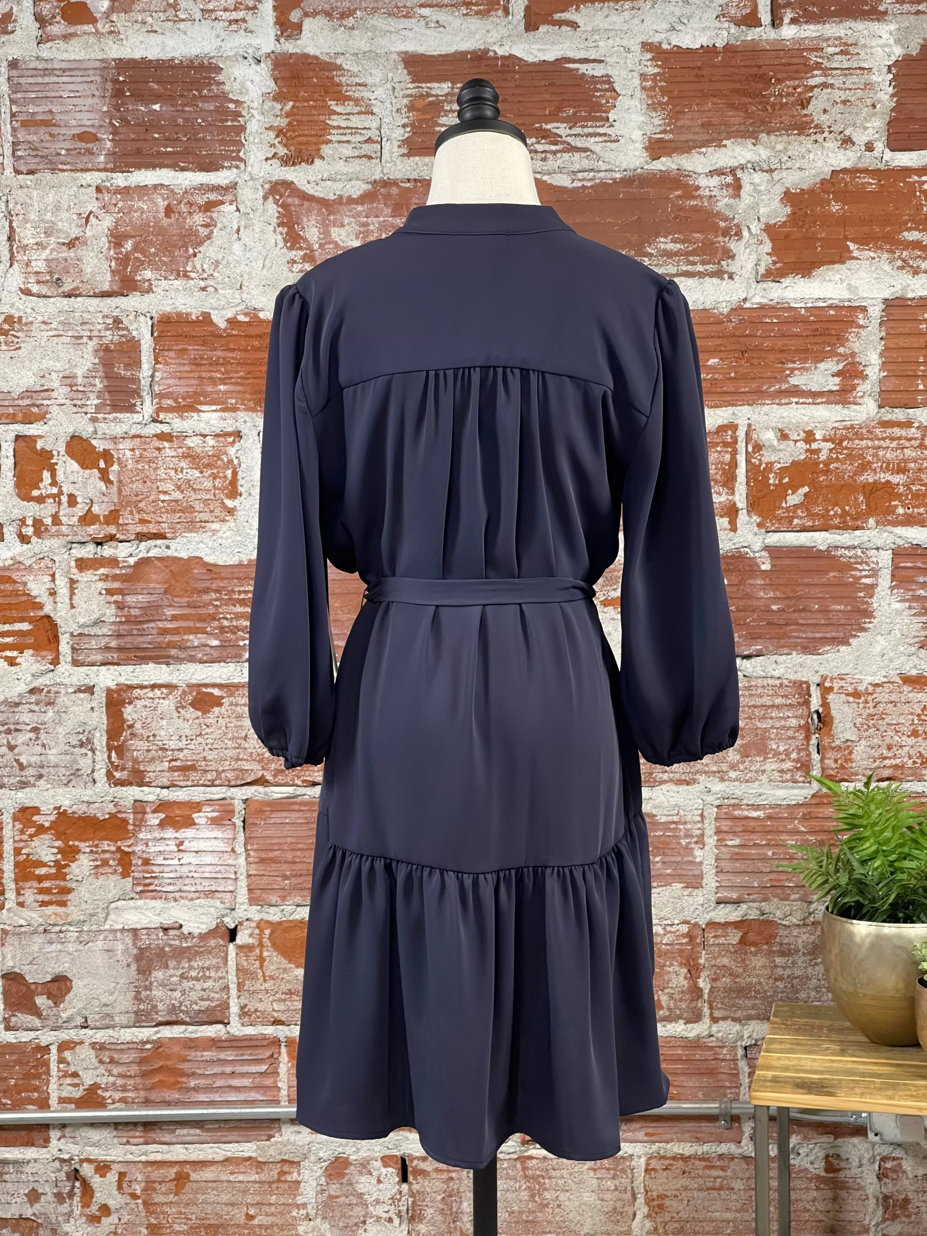 Veronica M Belted Shirt Dress in Dark Navy