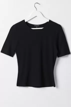 Wired Half Sleeve Slim Black Rib Tee